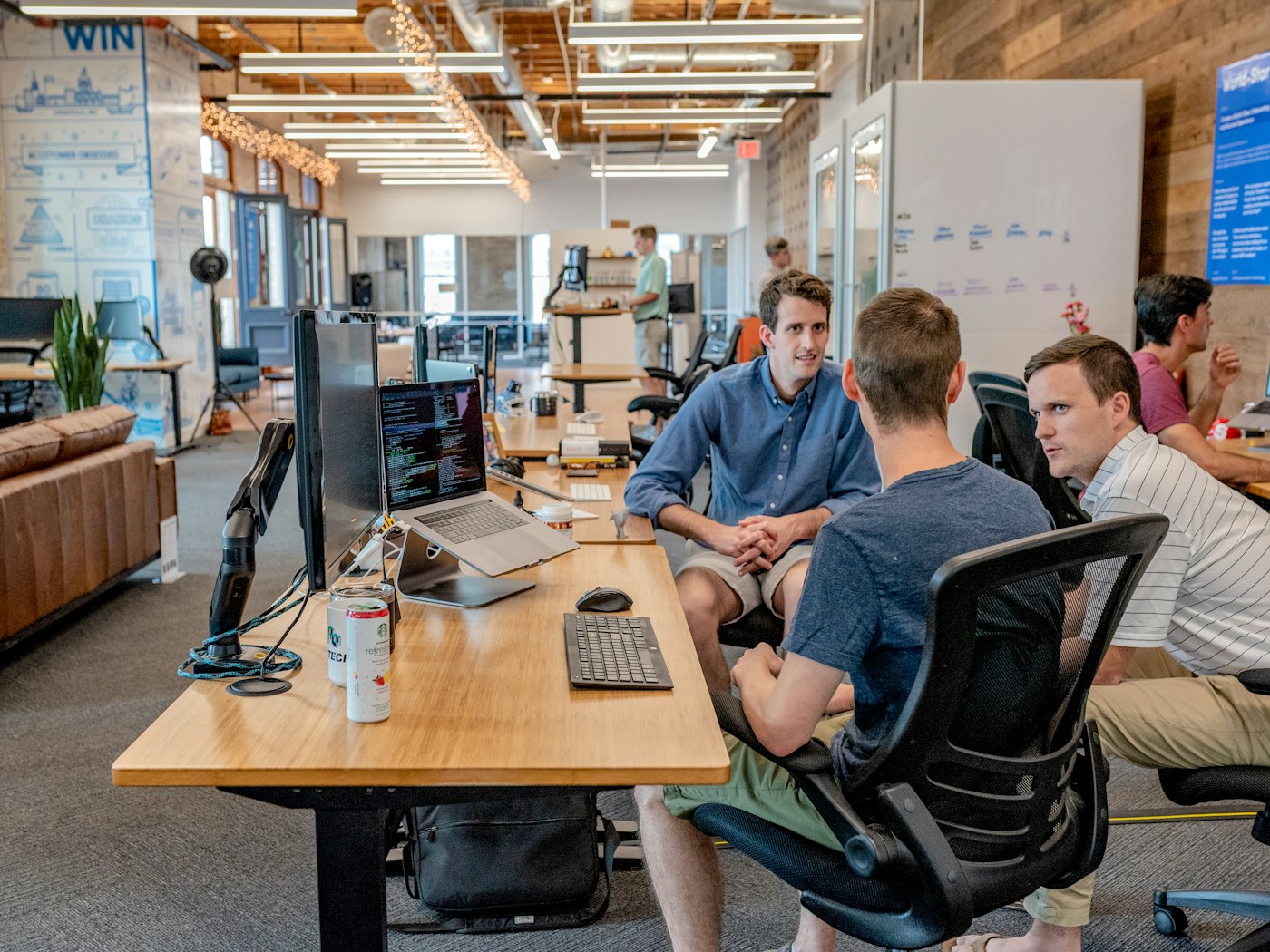 Team reviewing business strategy at a meeting table